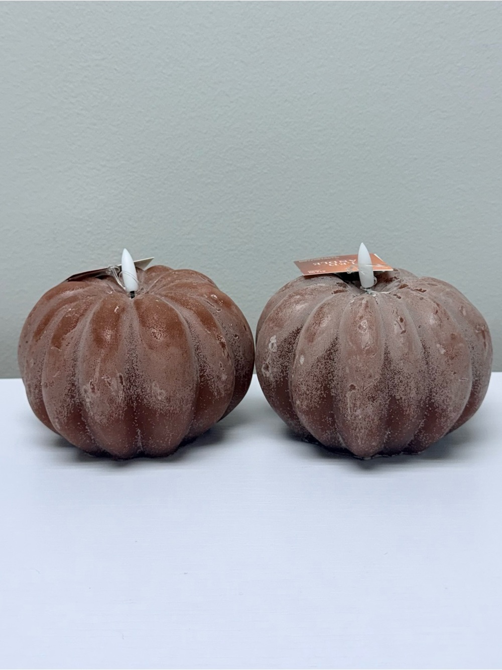 Set of 2 Hobby Lobby Viral Brown LED Pumpkin Candles, New!
